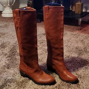 Gianni Bini Cognac Leather Knee Boots - 8M - New